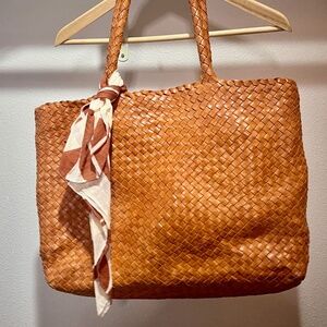 Milaner Italia "Classic Elena" Nappa Leather Handbag, Caramel Color